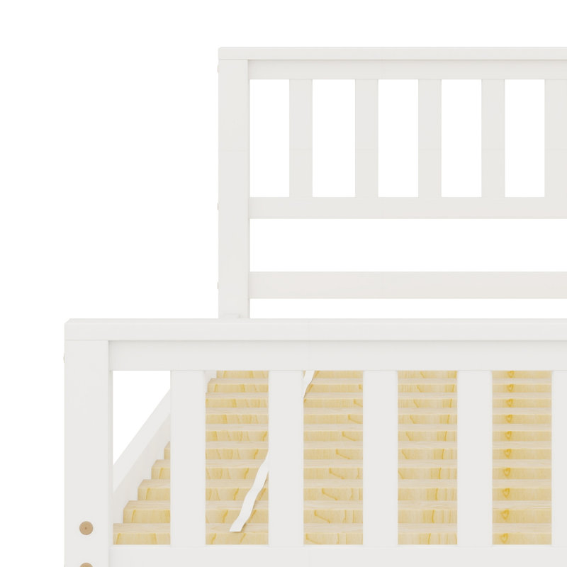 Lit plateforme avec lit gigogne, avec tête et pied de lit, Blanc