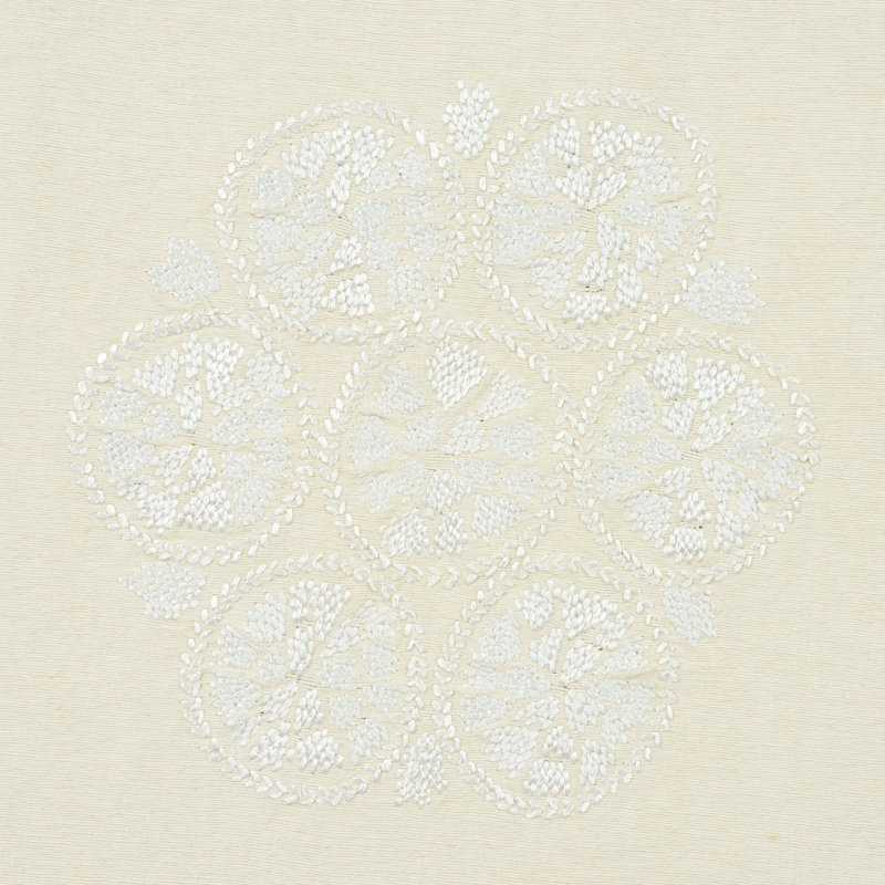 Isla Hand Embroidery Fabric, Ivory