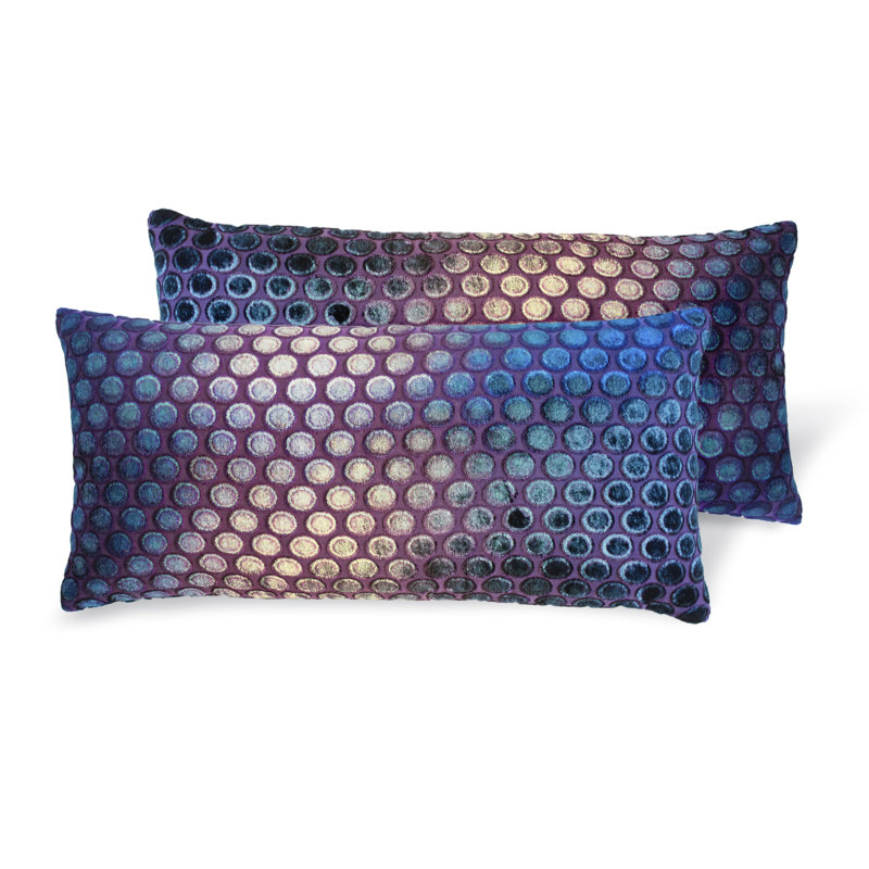 Dots Rectangle Velvet Pillow Cover & Insert, 7" x 15", Peacock