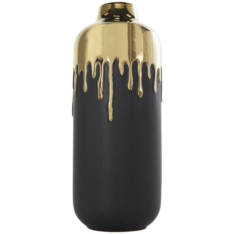 Vase en céramique Marelin, Or/noir