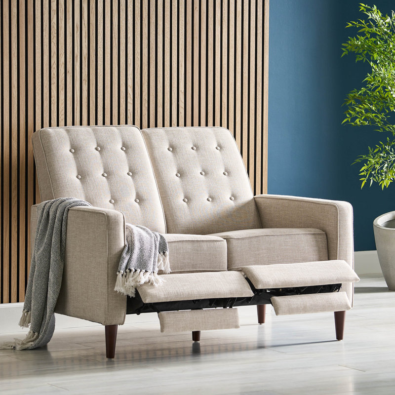 Annchen 48.75'' Upholstered Reclining Loveseat, Wheat 100% Polyester