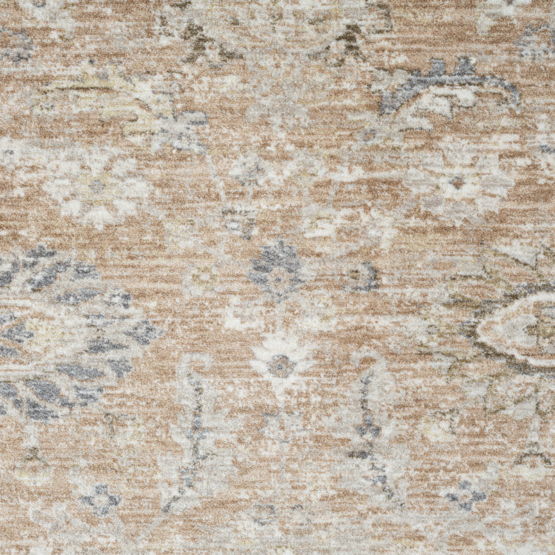 Beatrice Traditional Bordered Floral Filigree Performance Woven Indoor Area Rug, 6'6" x 6'6"