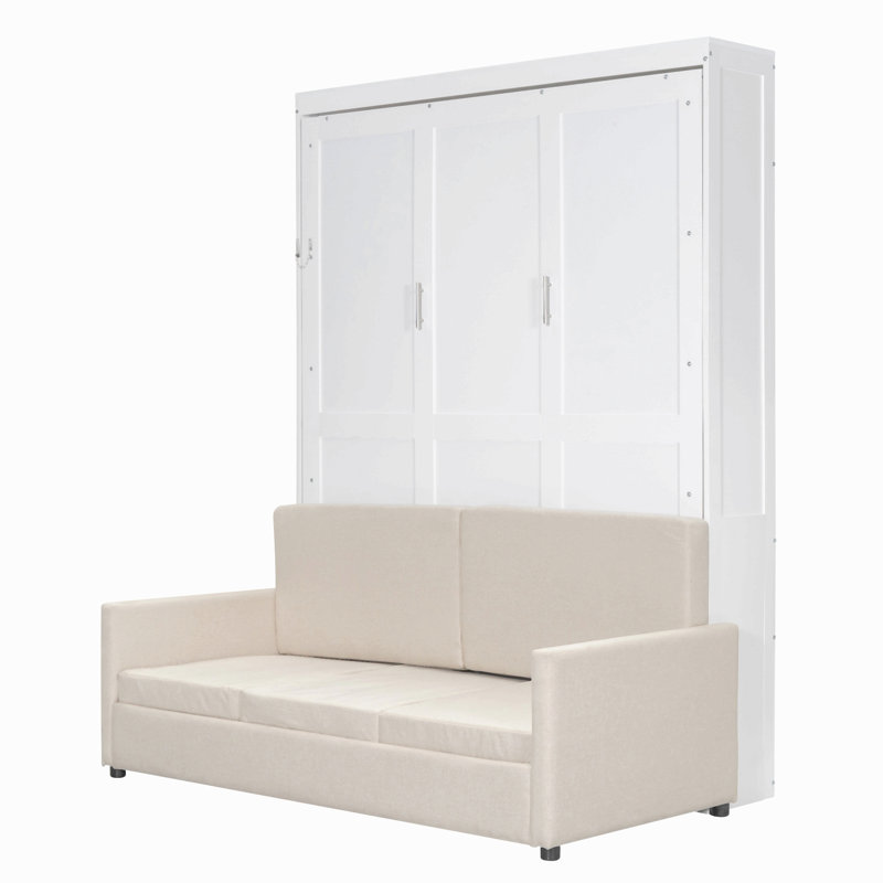 Grand lit escamotable mural avec coussin, Grand lit, Blanc
