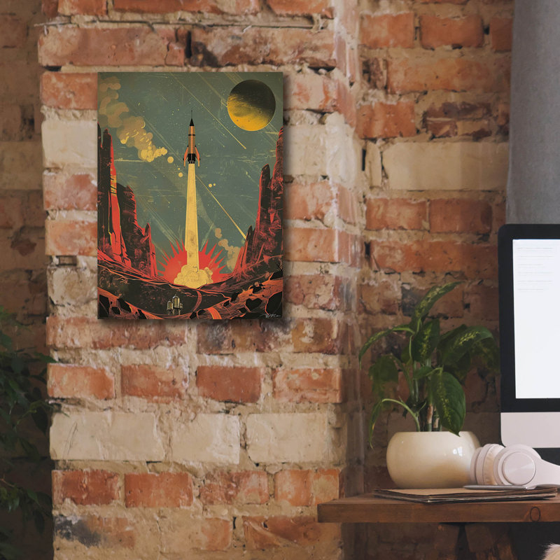 Toile épique «Vintage Space 2» par Momart, H 16 po x l 12 po x P 0,75 po