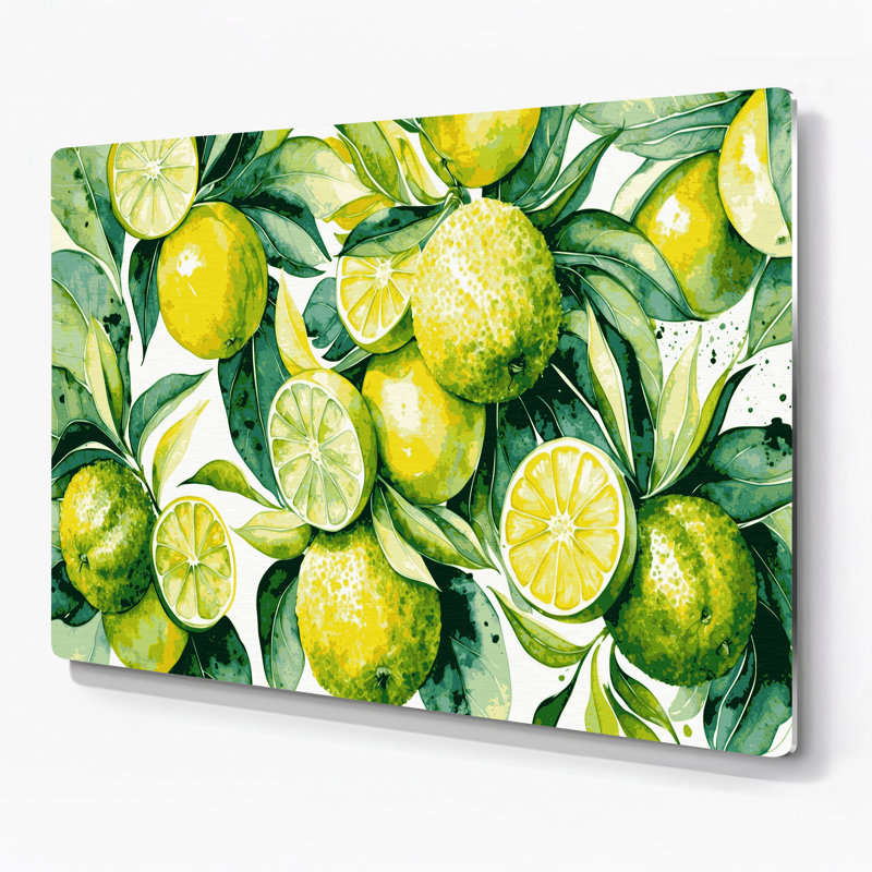 Art mural en métal beige Fruit Sudachi, H 20 po x l 24 po