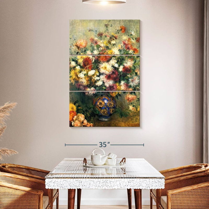 Vase Harnek de chrysanthèmes, H 50 po x l 32 po