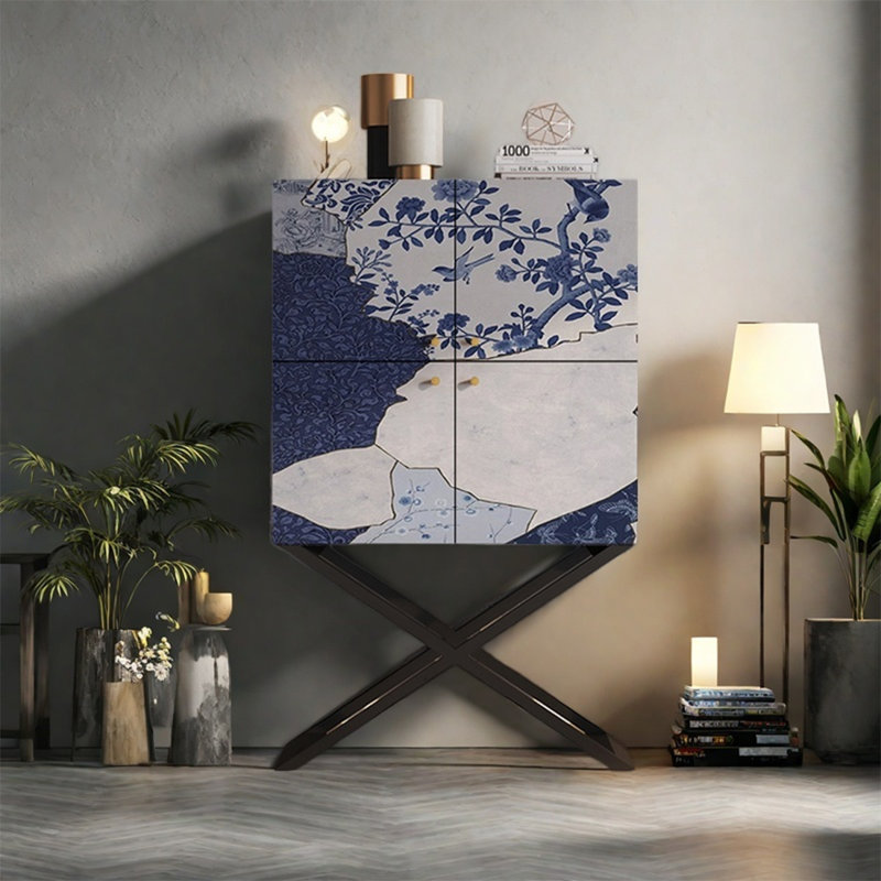 Armoire de rangement moderne avec plateau en pin, Noir, noir, noir, noir
