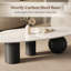 Table basse Laylla Modern de 54 po, plateau de table en pierre frittée blanche, 3 pieds en acier inoxydable, forme libre-1410041471