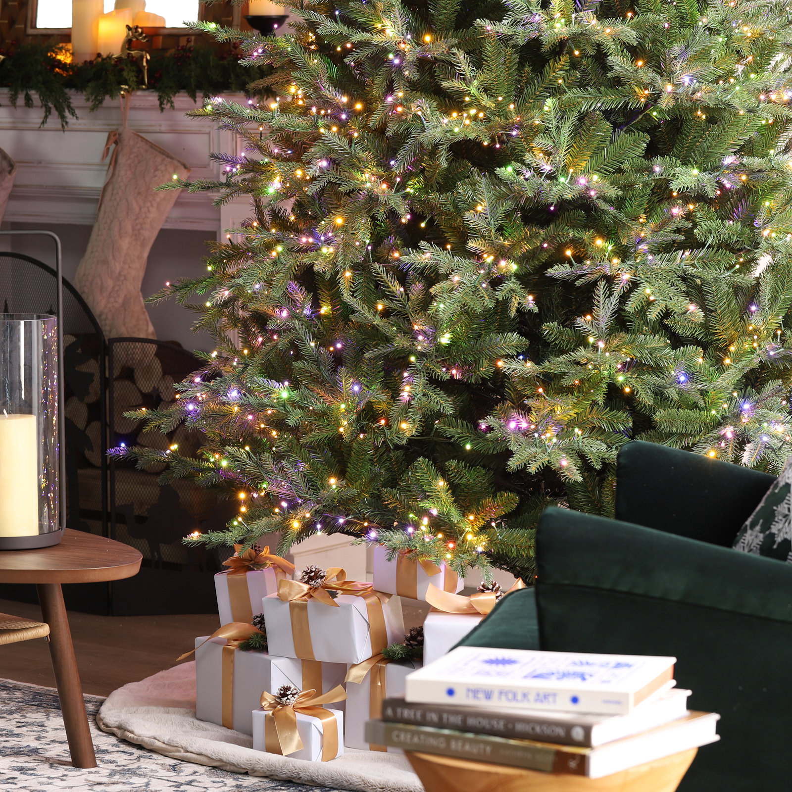 Leilonie Flocked 11' Pre-Lit Fir Christmas Tree, 9' H
