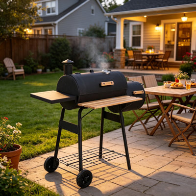 CLIY 124cm W Barrel Charcoal Grill