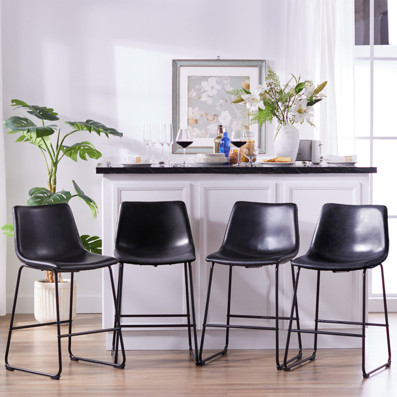Tabouret Gilgo, Tabouret de comptoir (siège d'une hauteur de 24 p, Noir