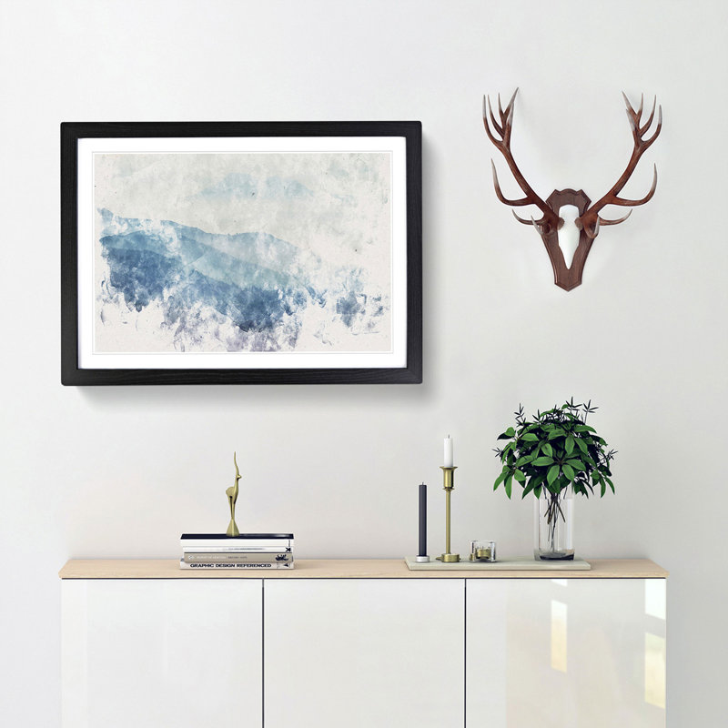 Mountain Fog in Crete Greece - Framed Print, 45cm H x 63cm W x 2cm D, Black Framed