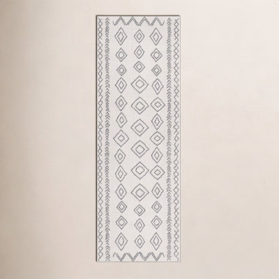  Ivory Dark Grey Outdoor Moroccan Rug