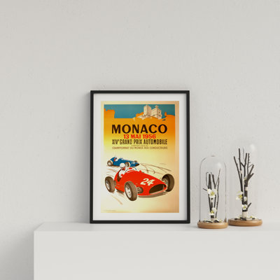 Retro Motor Racing Monaco GP 1956 by Vouvart - Single Picture Frame Print