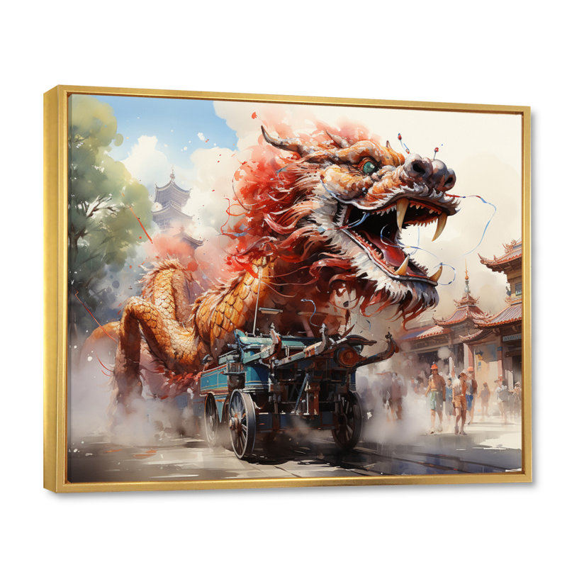 «China Art Imperial Dragon II» - reproduction d'art, H 34 po x l 44 po x P 1,5 po, Cadre flottant doré