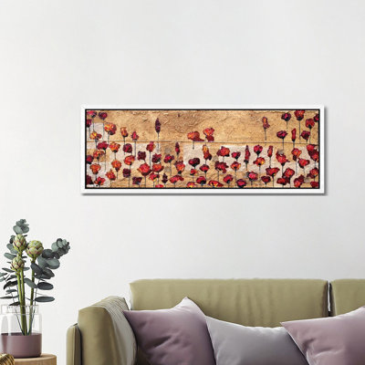 Poppies Oizzontale Segatura by Donatella Marraoni - Panoramic Painting on Canvas