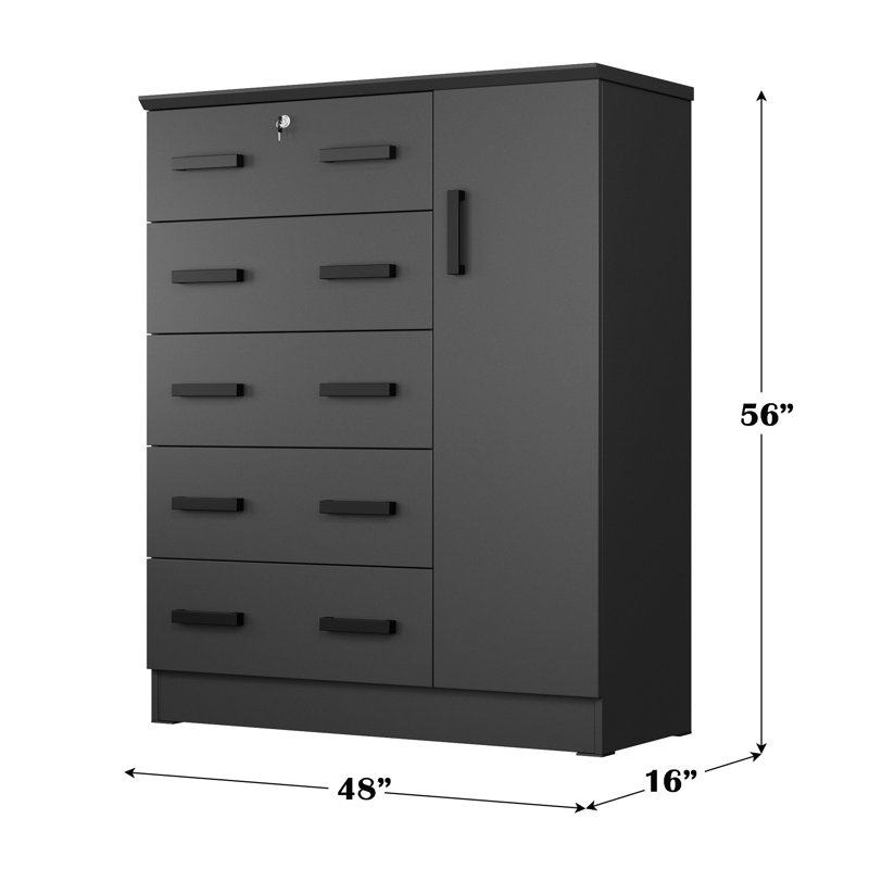 Commode combinée de 56 po de hauteur Odesser, Noir