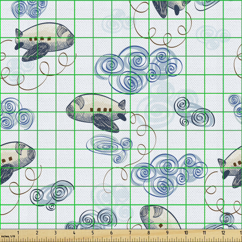 Chervon Airplanes and Clouds Multi-Purpose Fabric