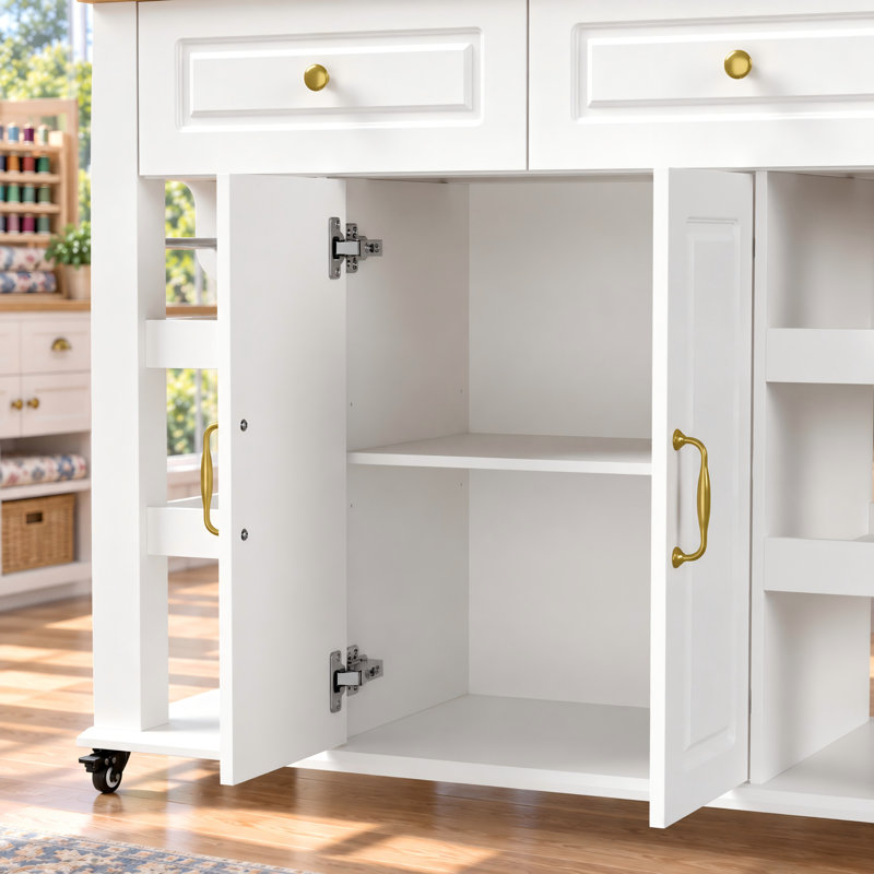 Table de bricolage de 107 cm avec rangement, plateau extensible et pliable de 47,2 cm à 72,4 cm, 2 tiroirs, placard, 6 étagères ouvertes et roulettes