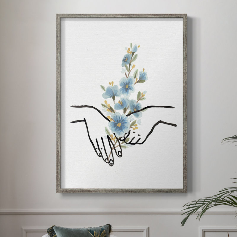 «HandsAndFlowersIV», reproduction encadrée - bois massif, H 11 po x l 9 po