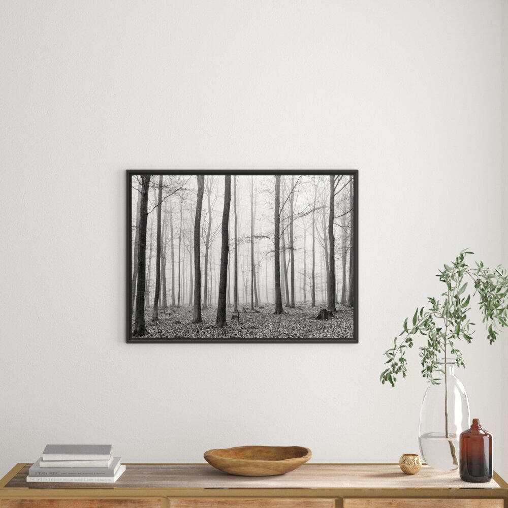 Gerahmtes Wandbild abstrakter Wald Kunst B&W