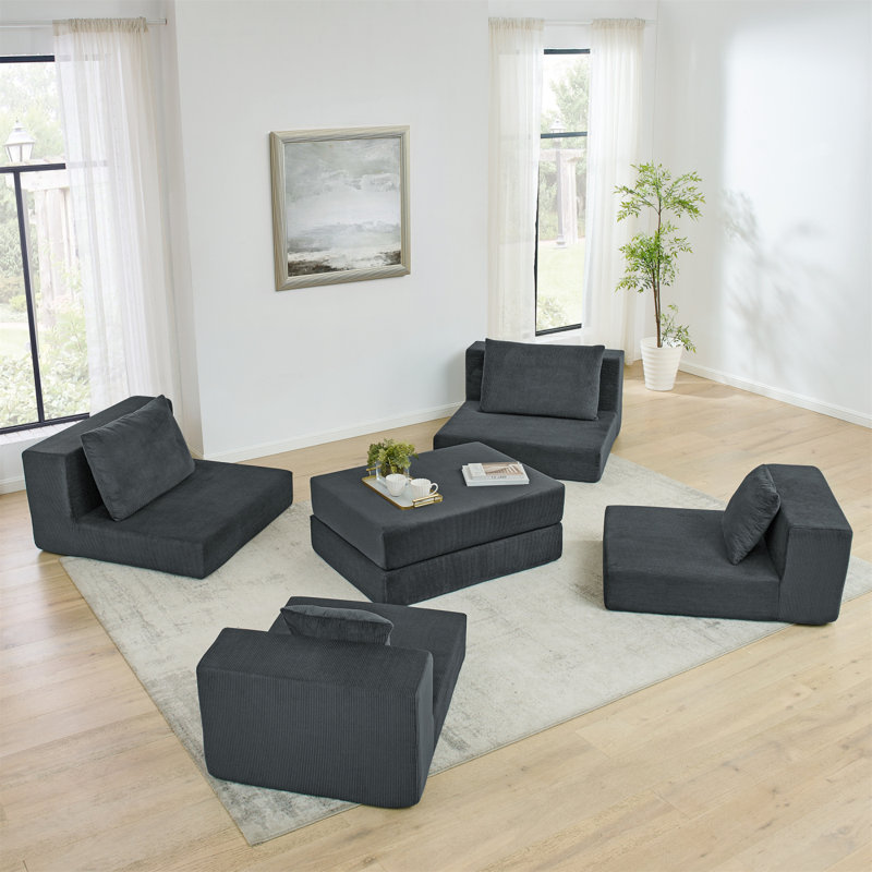 Canapé modulaire Addisin Boneless Cloud, canapé à compression avec base antidérapante, canapé-lit pliable convertible, sans assemblage