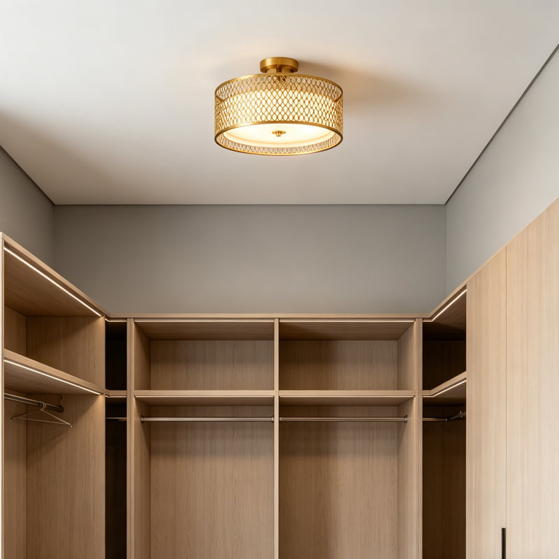 17" Semi-Flush Mount Ceiling Light, Gold