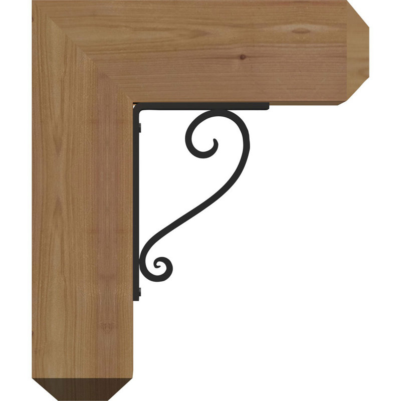 3 1/2"W x 13 1/2"D x 16"H Edwards Craftsman Ironcrest Smooth Bracket, Western Red Cedar (1 1/2"W x 5 1/2"D x 8"H Iron Bracket)