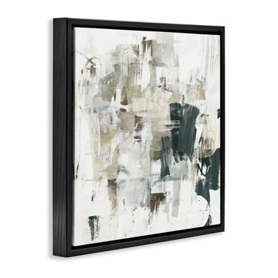 Abstrait, peinture monochrome encadrée sur toile flottante par June Erica Vess