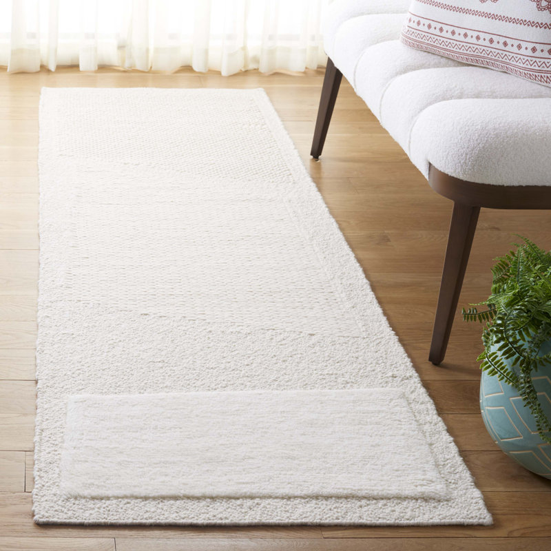 Mullen Flatweave Wool Area Rug in Ivory, Runner 2'3" x 8'