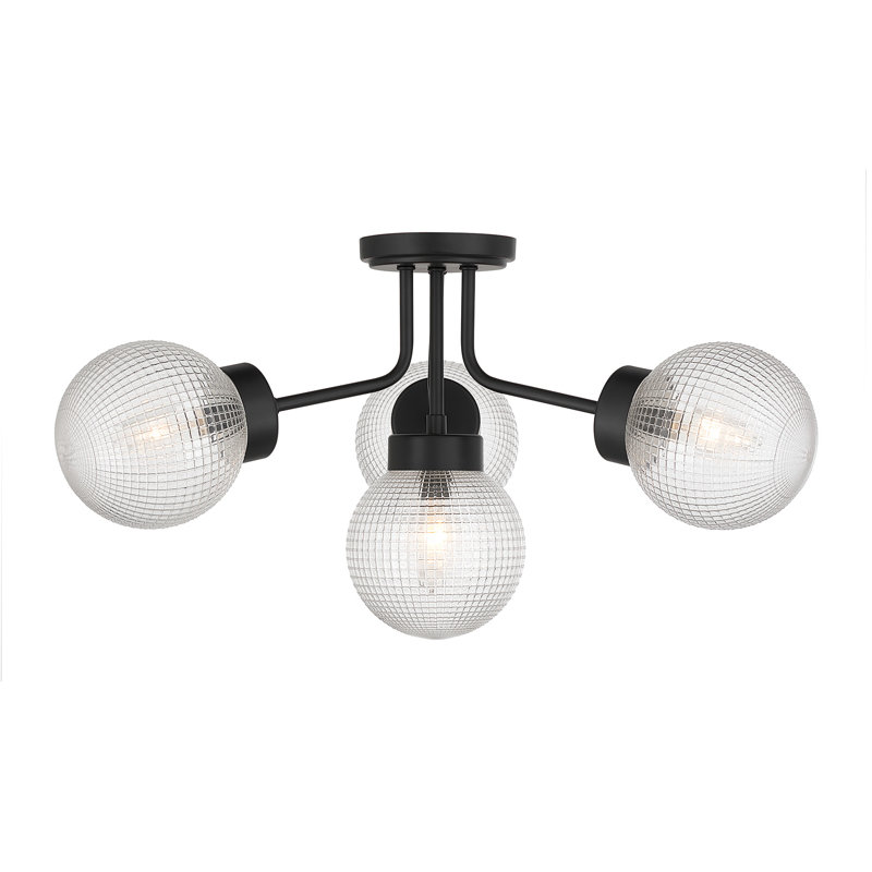 4-Light Semi-Flush in Matte Black, Matte Black