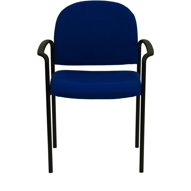 Prather Tania Comfort Upholstered Stackable Side Reception Chair, With Arms, Navy Fabric