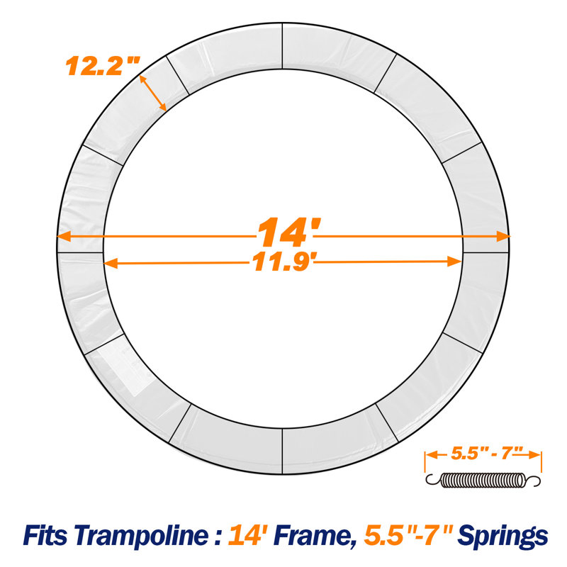 Coussin de trampoline avec ouverture, mousse épaisse de 0,8 po, housse de rechange pour ressort de sécurité, sac de rangement supplémentaire