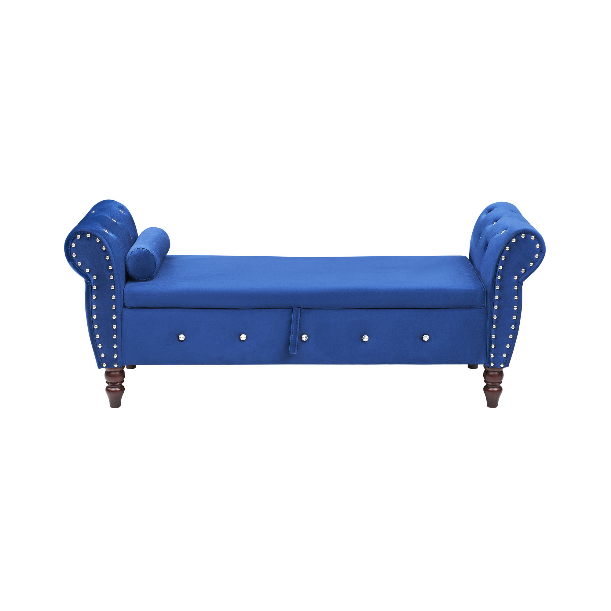 Velvet Multifunctional Storage Ottoman Bench with Pillow - Grey
