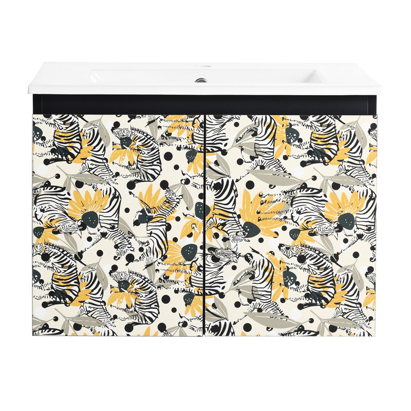 Meuble-lavabo 24 po avec lavabo et charnières en céramique. Style contemporain élégant