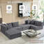 Canapé-lit modulaire de 140 po, canapé convertible en U en forme de U, tissu en velours côtelé, mousse à haute densité, sans assemblage requis, gris-129239684