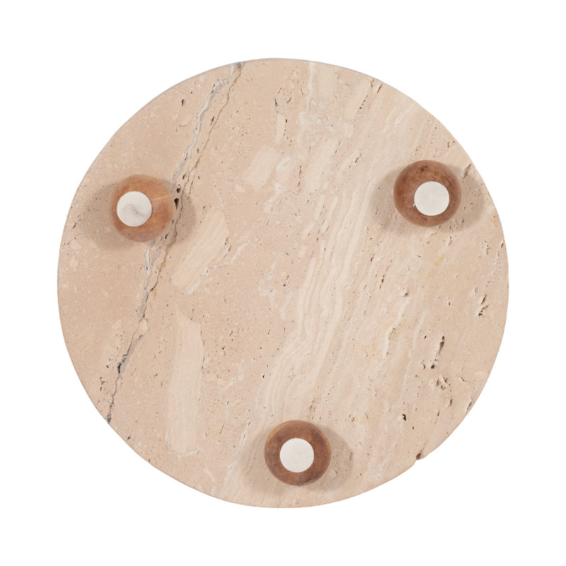 Frandric Tan Travertine Round Decorative Tray