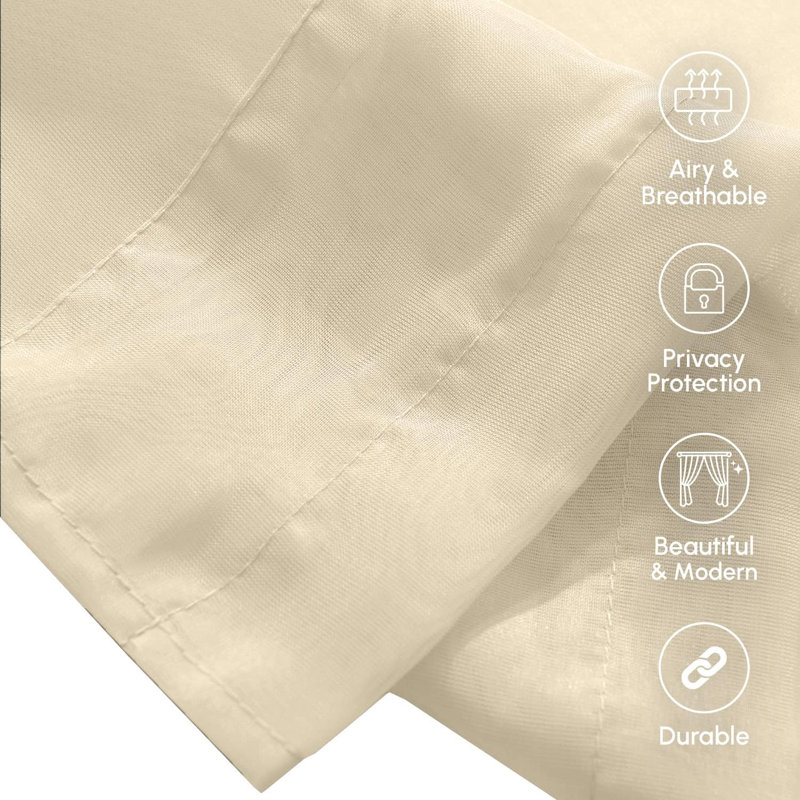 Yaelle Semi Sheer Curtain Pair, Beige, 40" W x 84" L