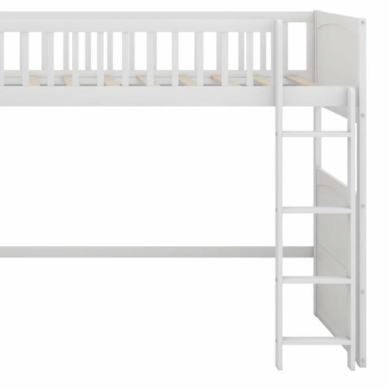 Lit superposé avec lit mezzanine attaché, avec deux tiroirs, Blanc