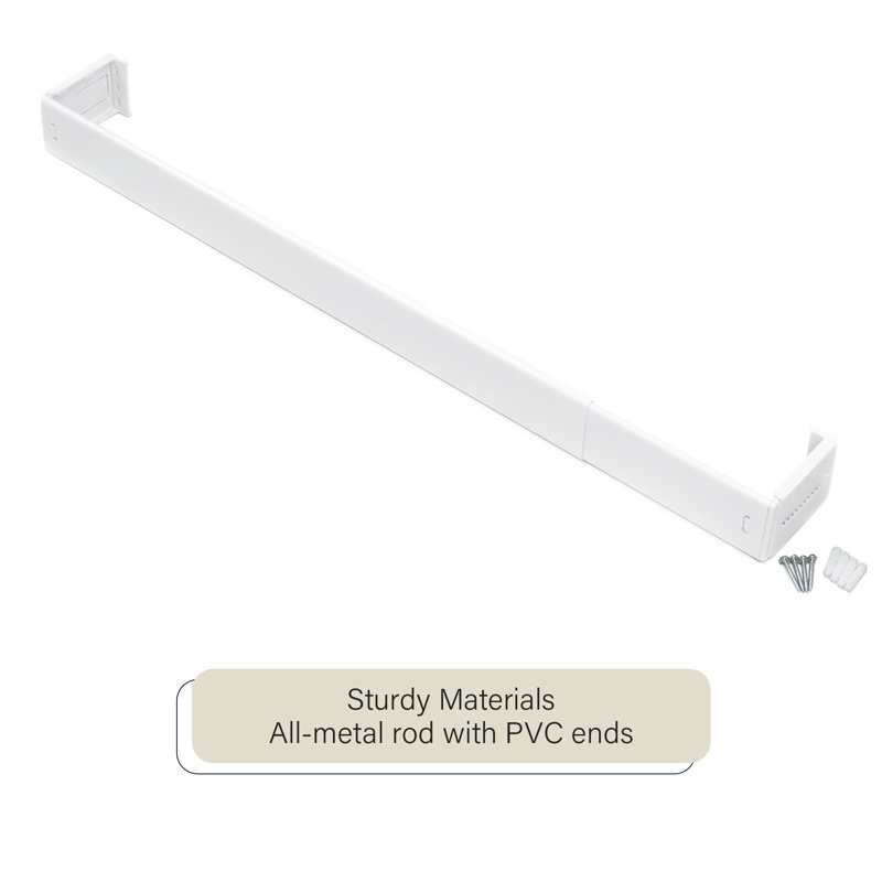 Fantasia White Adjustable Wide Pocket Curtain Rod, 48-86 Inches