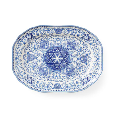 Spode Judaica Oval Platter - Blue/White