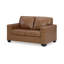 Causeuse Miller, cuir véritable brun caramel et simili cuir 62 pouces