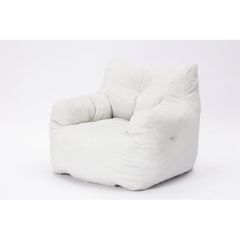 Fabric Bean Bag Chairs, Ivory Cotton Blend