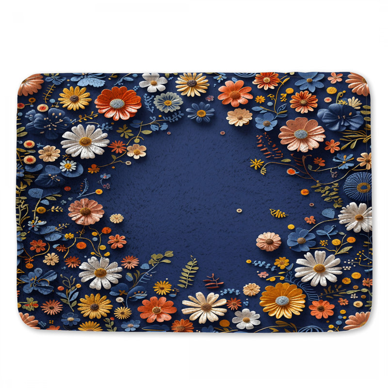 Tapis de bain floral, L 24 po x L 17 po