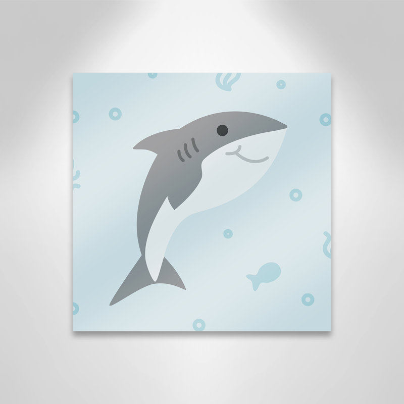 «Happy Shark», impression sur papier, H 16 po x l 16 po x P 1,5 po, Canevas