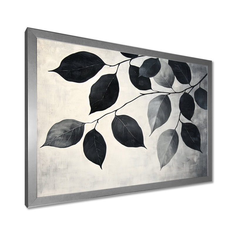 «Black Leaves Shadow Silhouette IV - Leaves», art mural encadré, H 30 po x l 40 po, Reproduction encadrée d'une seule photo