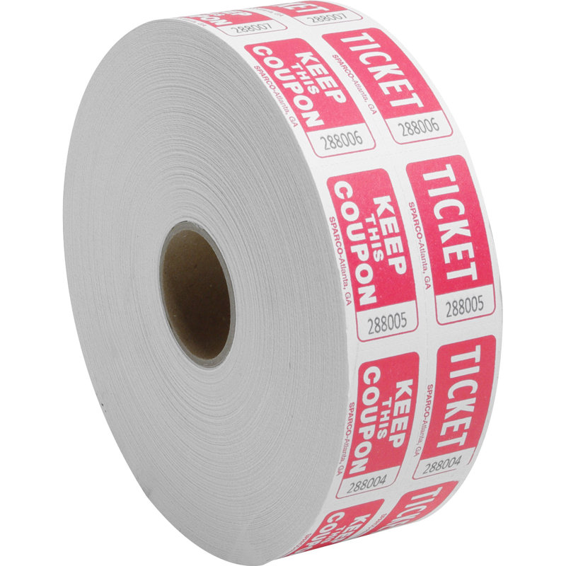 Ticket Roll, Double w/Coupon, 2000/RL, Red
