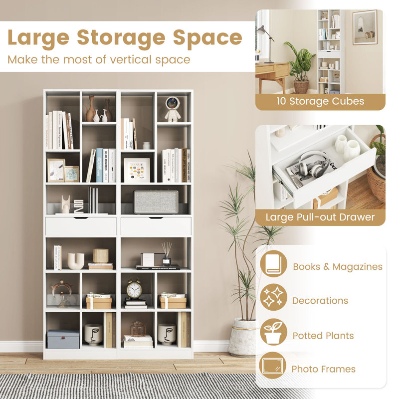 180cm H x 50cm W Particle Board Cube Bookcase