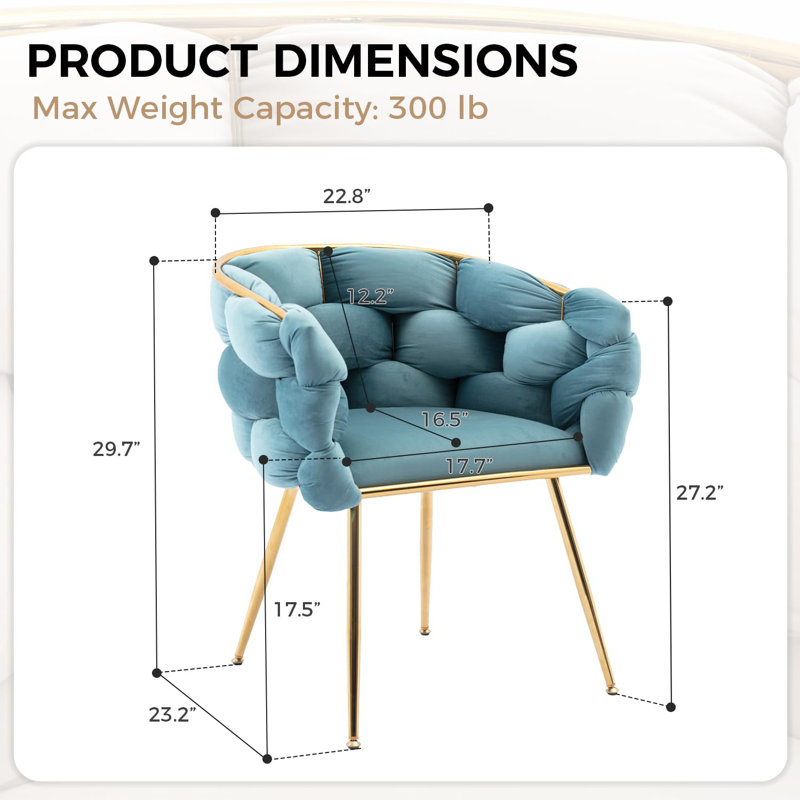 Ensemble de 6 chaises de salle à manger rembourrées en velours Modern, Bleu