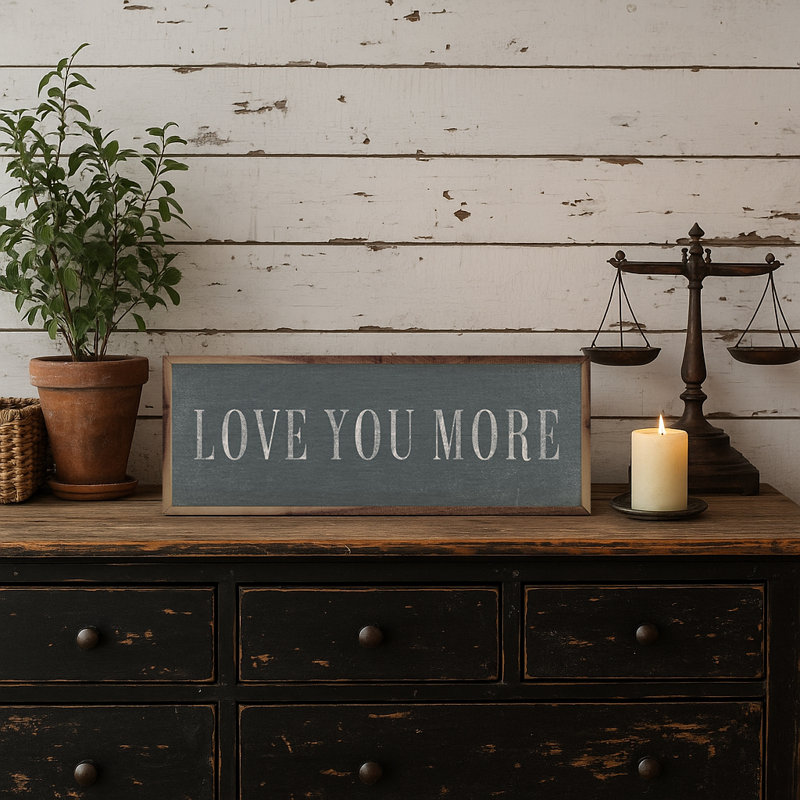 Fenton Love You More capitalisé - impression d'un seul cadre photo, Bleu, H 4 po x l 12 po